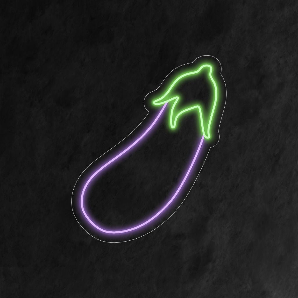 "Aubergine Neon Sign" - A delightful neon light featuring the representation of an aubergine, infusing culinary charm and whimsy into your living space.