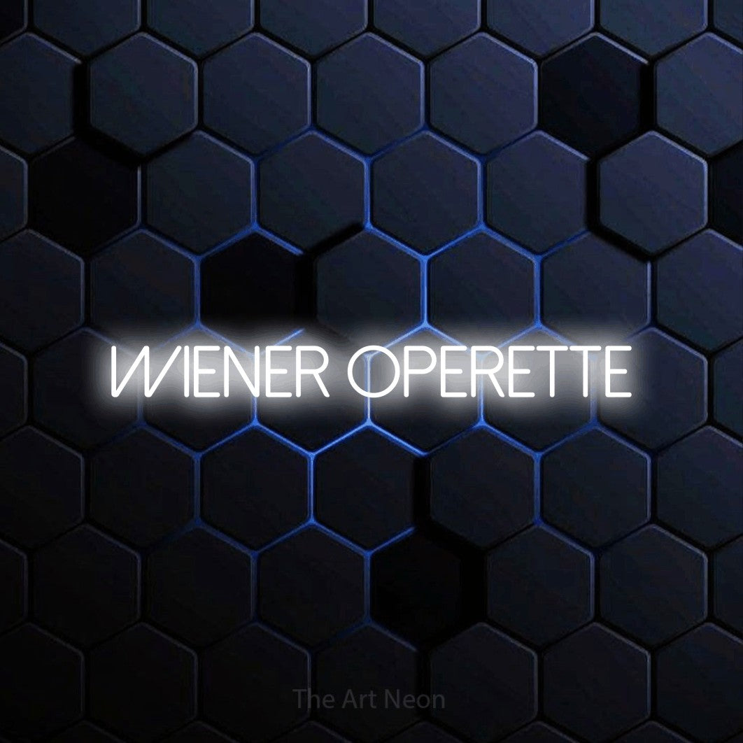 LED neon sign reading “Wiener Operette”, arranged in a single line.