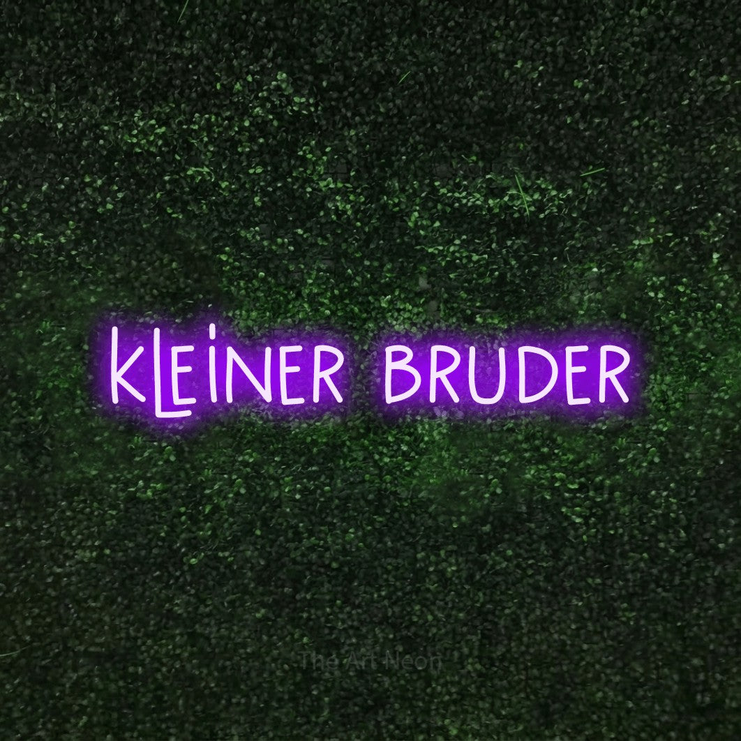 LED neon sign reading “kleiner bruder”, arranged in a single line.