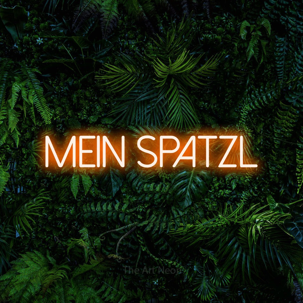 LED neon sign reading “Mein SPATZL”, arranged in a single line.