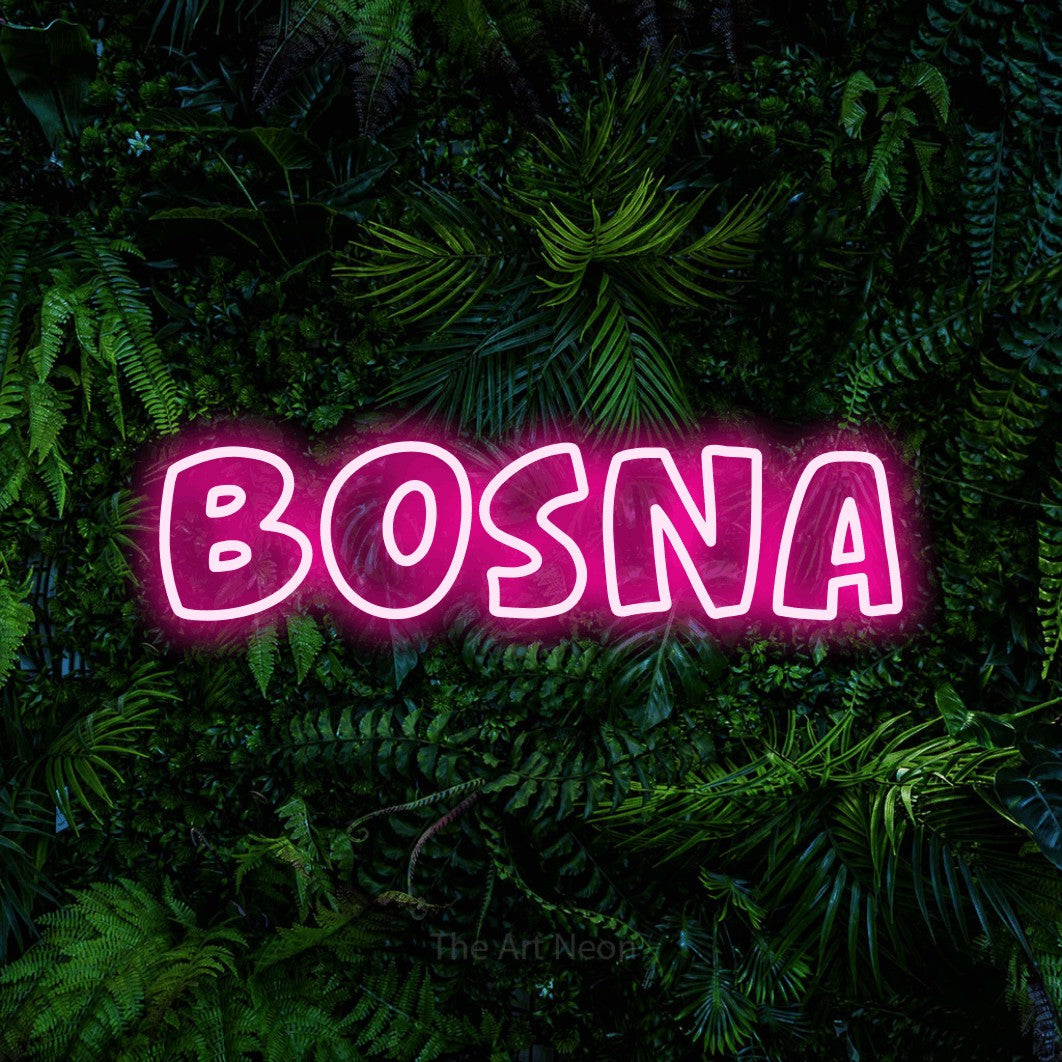 LED neon sign reading “Bosna”, arranged in a single line.