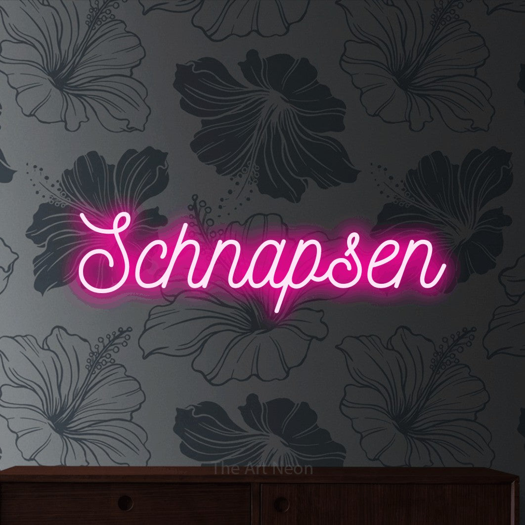 LED neon sign reading “Schnapsen”, arranged in a single line.