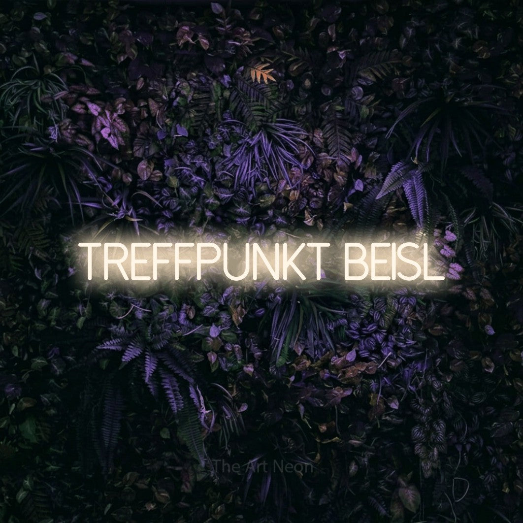LED neon sign reading “TREFFPUNKT BEISL”, arranged in a single line.