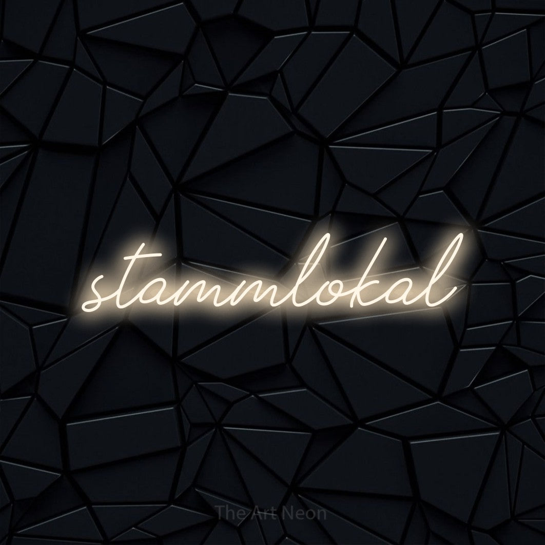 LED neon sign reading “stammlokal”, arranged in a single line.
