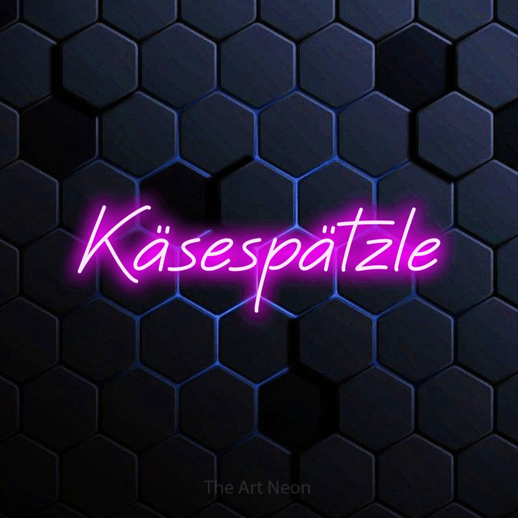 LED neon sign reading “Käsespätzle”, arranged in a single line.