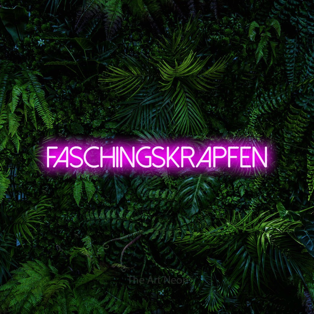 LED neon sign reading “Faschingskrapfen”, arranged in a single line.
