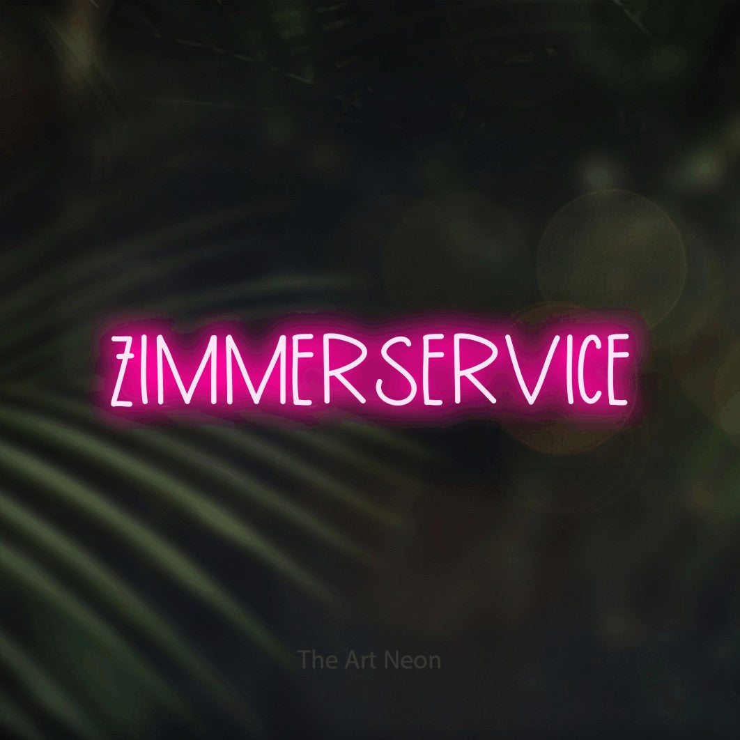 LED neon sign reading “ZIMMERSERVICE”, arranged in a single line.