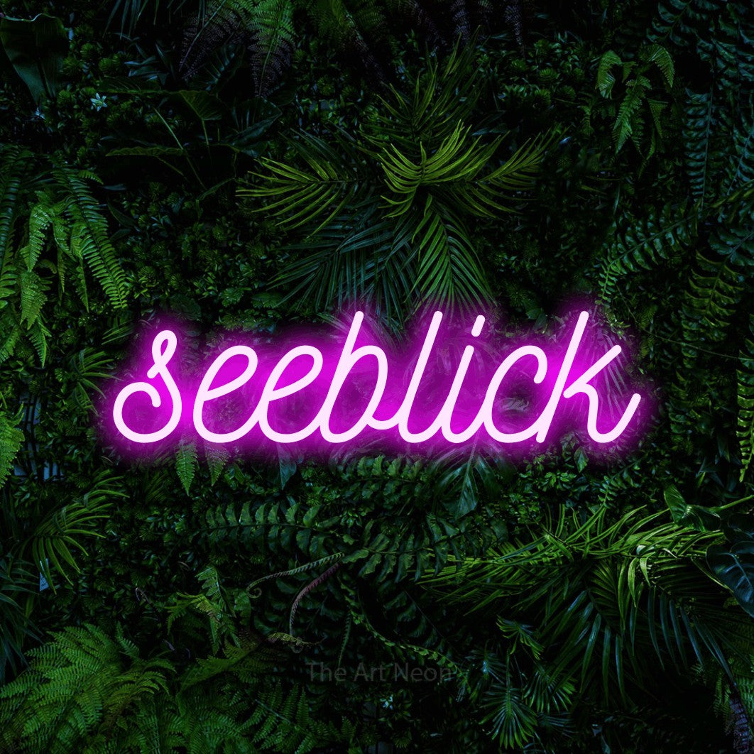 LED neon sign reading “seeblick”, arranged in a single line.