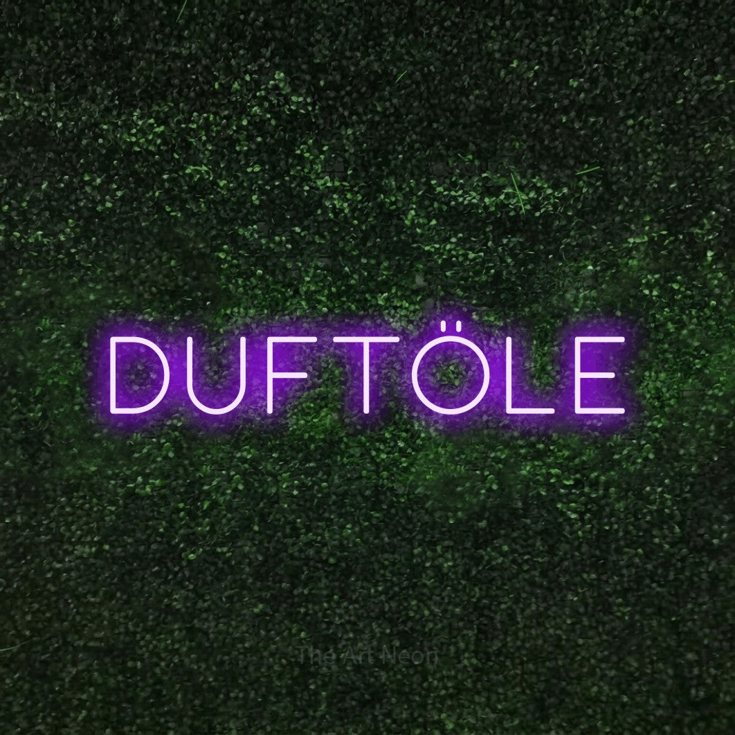 LED neon sign reading “DUFTÖLE”, arranged in a single line.