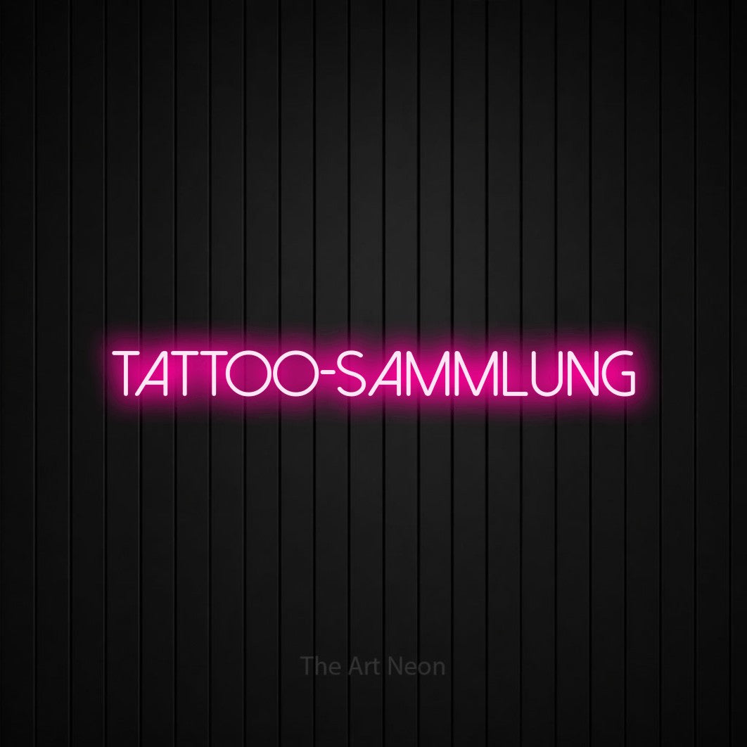LED neon sign reading “tattoo-sammlung”, arranged in a single line.