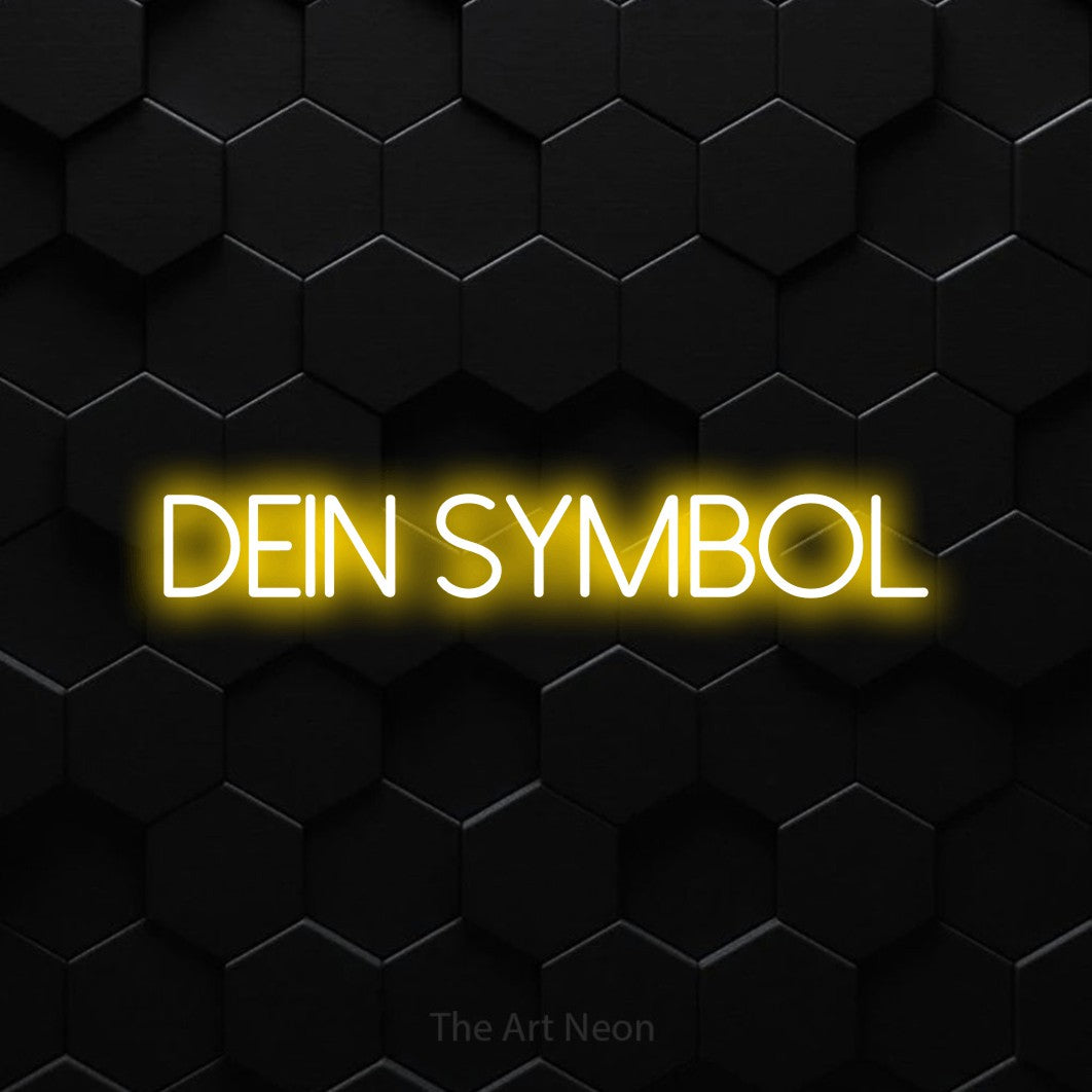 LED neon sign reading “DEIN SYMBOL”, arranged in a single line.