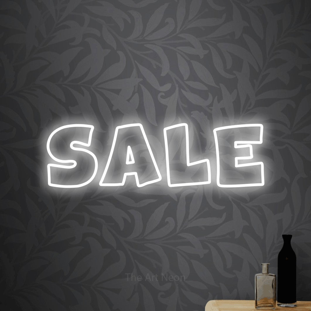 LED neon sign reading “SALE”, arranged in a single line.