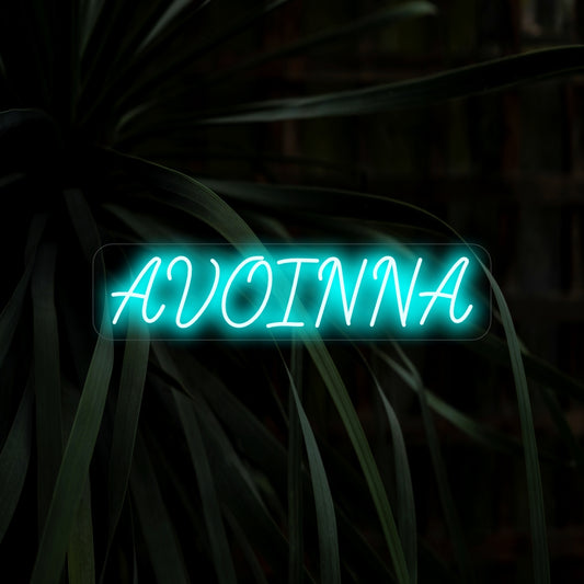"Avoinna Neon Sign" - A welcoming neon light featuring the Finnish word "Avoinna," letting customers know that your establishment is open and ready to serve.