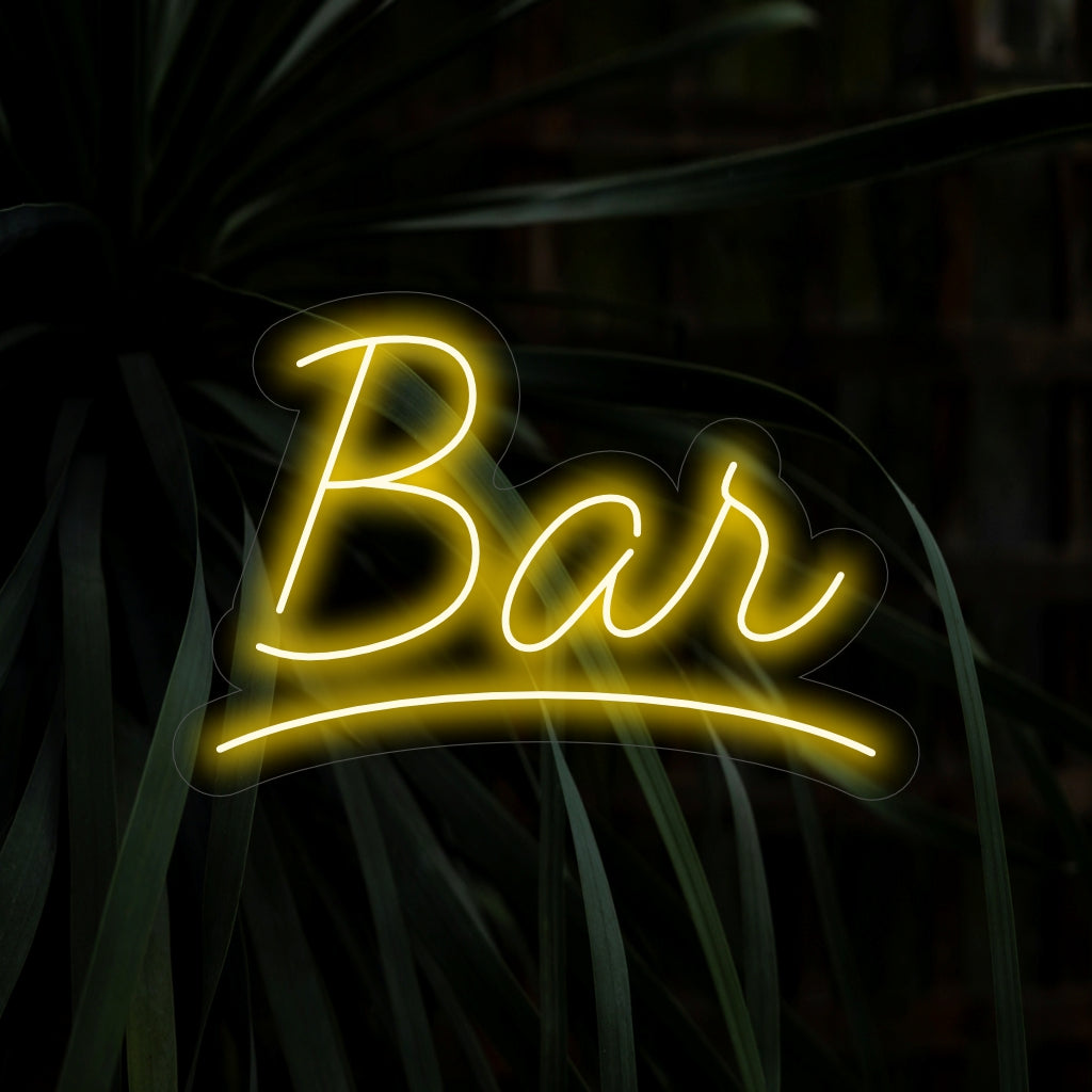 "Bar Neon Sign" - A classic neon light featuring the word "Bar," creating a timeless and inviting ambiance in your bar or pub.