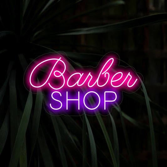 "Barber Shop Neon Sign" - A classic neon light featuring the words "Barber Shop," creating a timeless and stylish ambiance in your grooming establishment.