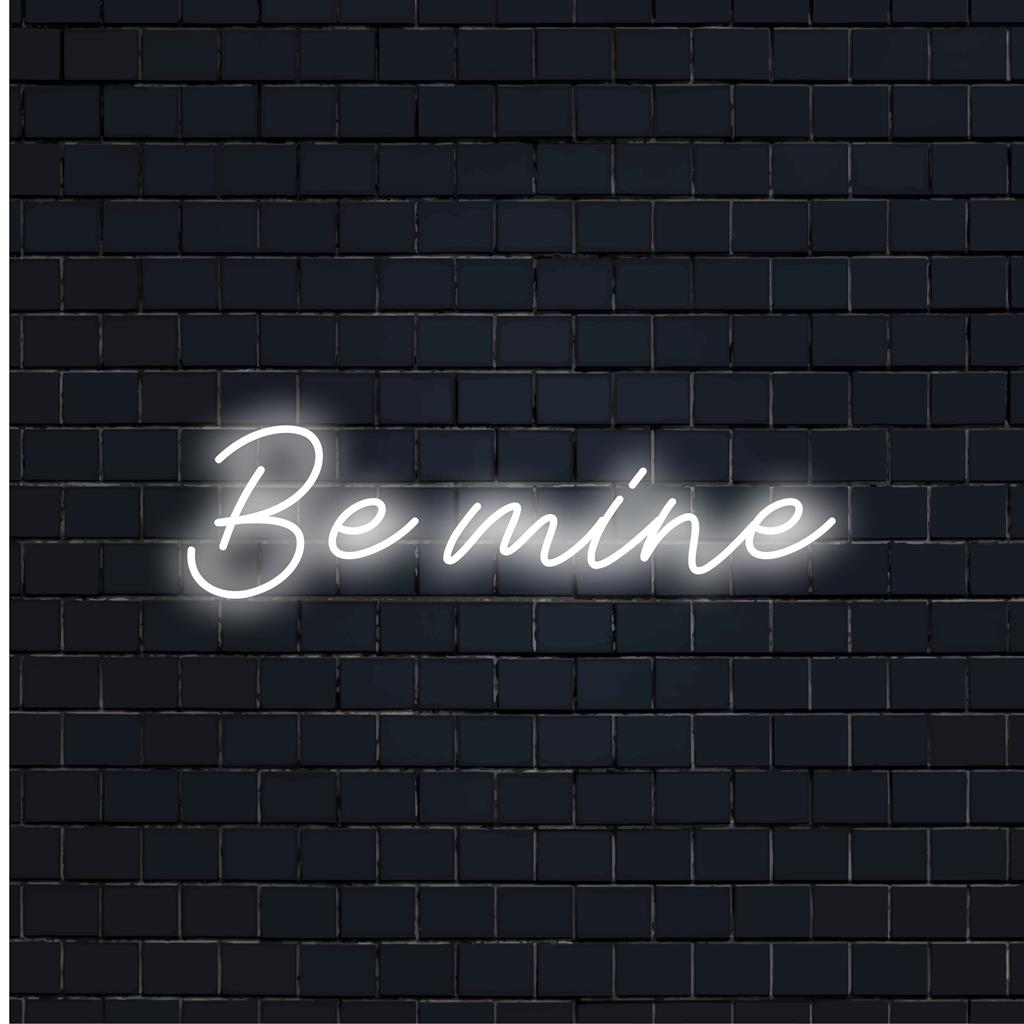 Be Mine custom LED neon sign: bright pink neon text art perfect for romantic neon light decor & personalized neon sign design.