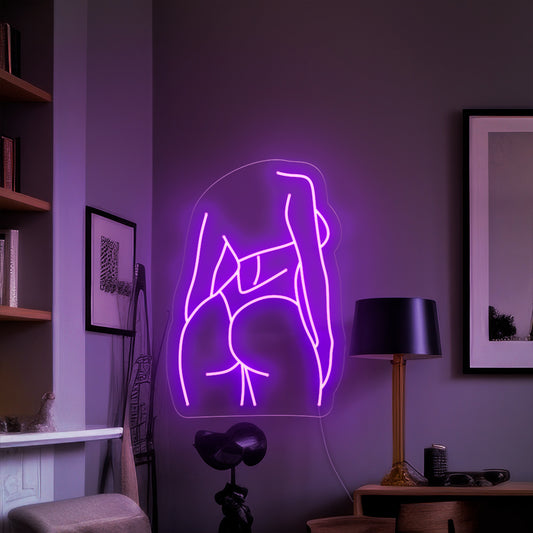 "Bikini Girl Back Body Neon Sign" - A sultry neon light featuring the silhouette of a bikini-clad girl's back, infusing allure and charm into your living space.