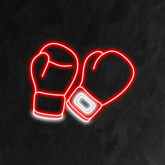 "Boxing Gloves Neon Sign" - A bold neon light featuring the iconic symbols of boxing gloves, infusing athleticism and intensity into your boxing gym or sports-themed decor.
