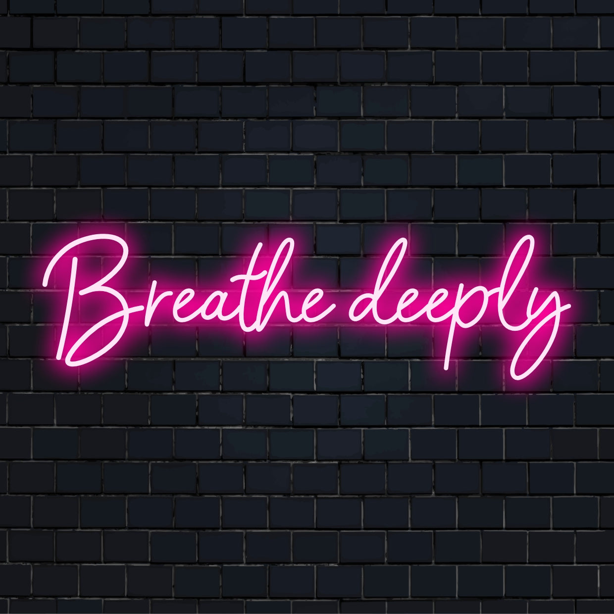 Breathe Deeply LED neon sign, a handcrafted art piece perfect for unique home or office decor.