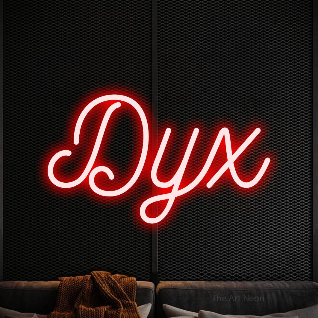 LED neon sign reading “Дух”, arranged in a single line.
