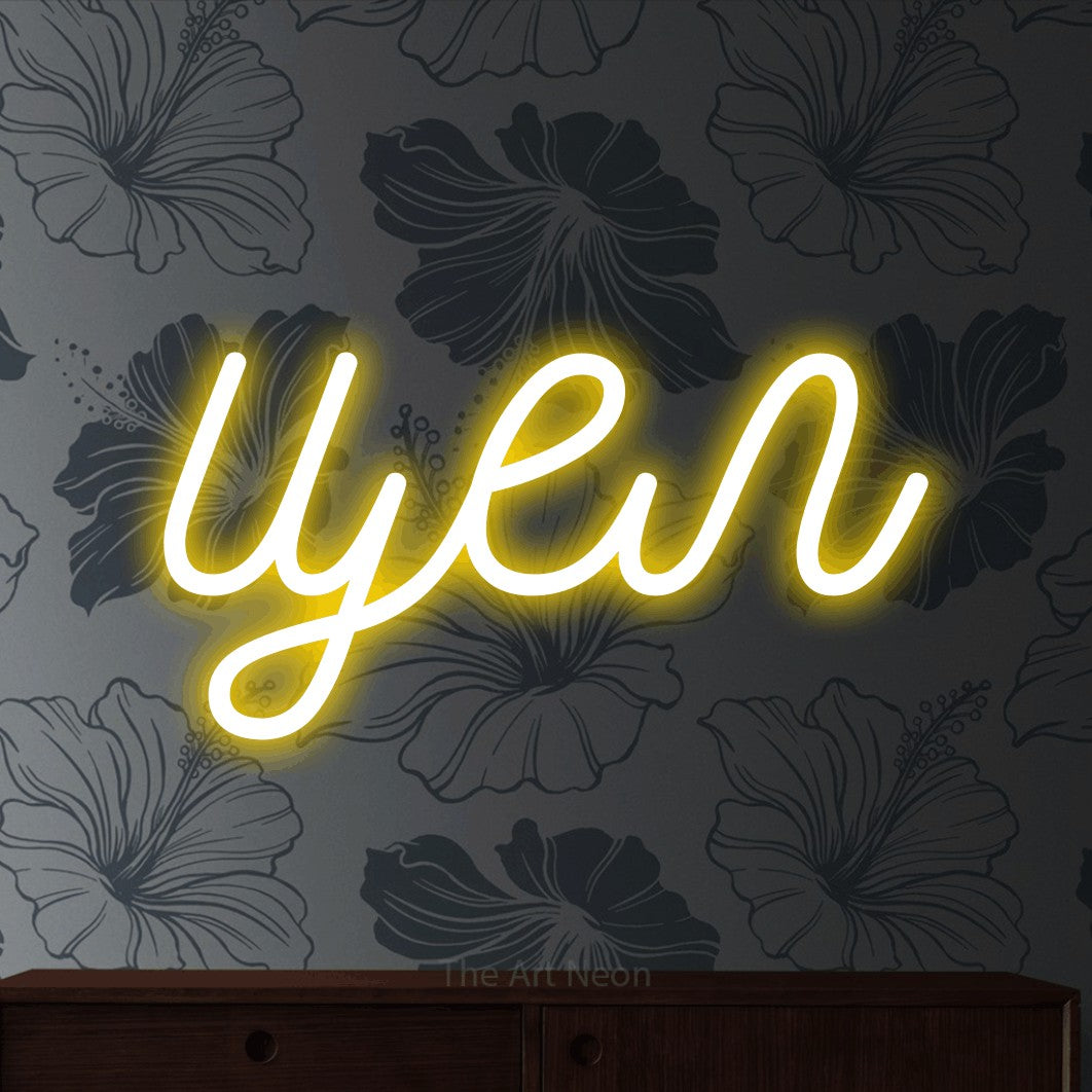 LED neon sign reading “цел”, arranged in a single line.