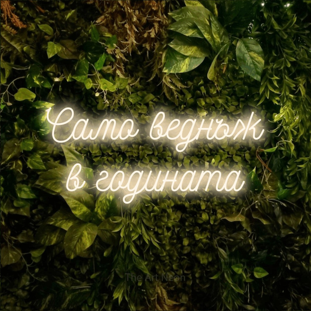 LED neon sign reading “Само веднъж в годината”, arranged in two lines.