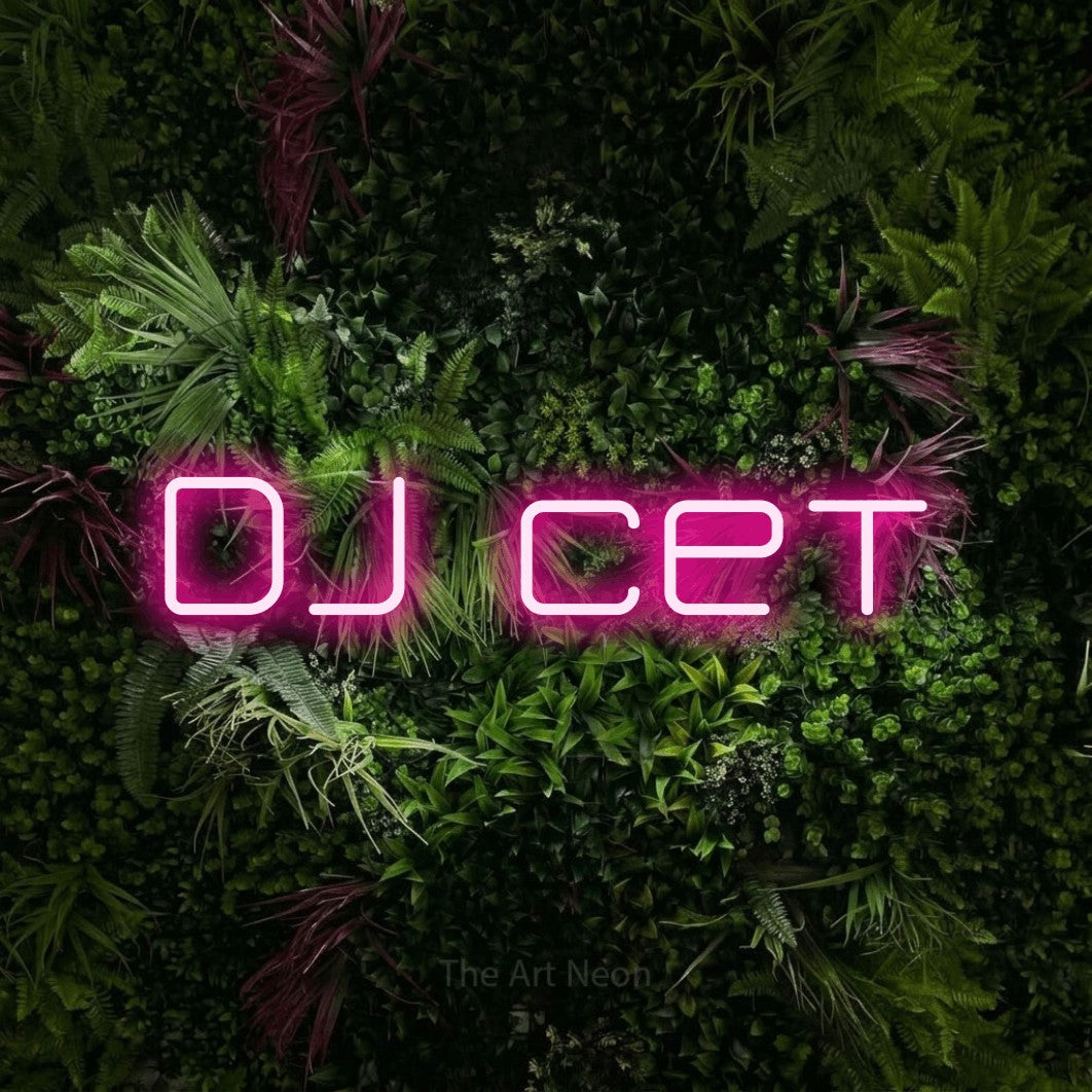 LED neon sign reading “DJ сет”, arranged in a single line.