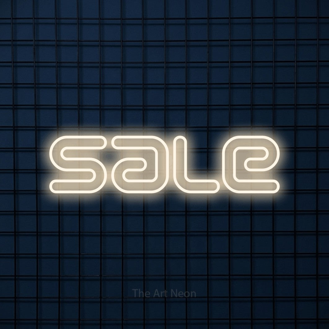 LED neon sign reading “Sale”, arranged in a single line.