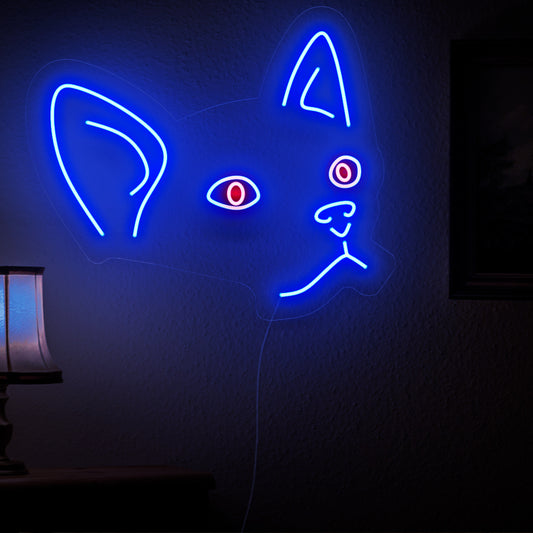 "Cat Neon Sign" – A whimsical and artistic neon light showcasing a playful cat silhouette, adding charm and warmth to your cat-friendly interior.
