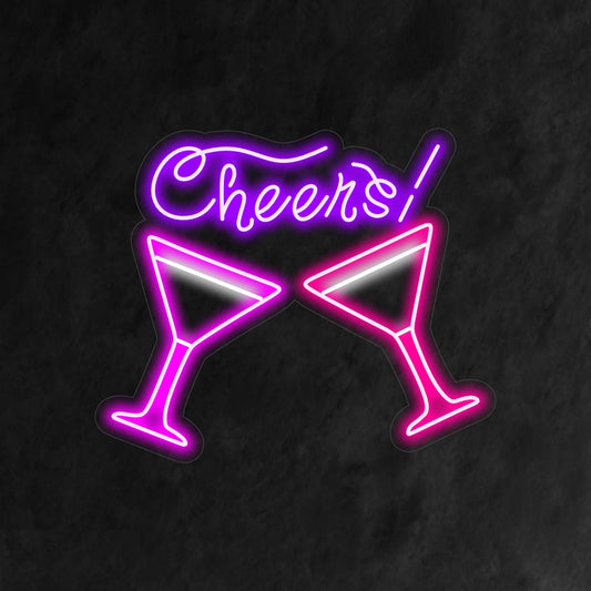 "Cheers Two Glasses Neon Sign" is a simple and joyous addition to your bar interior. A neon light that radiates the spirit of toasting.