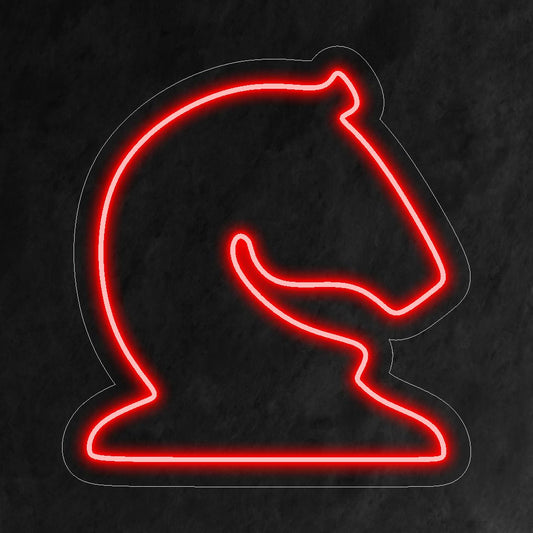 "Chess Horse Neon Sign" – A regal and strategic neon light showcasing a chess knight design, infusing your space with sophistication and strategic allure.