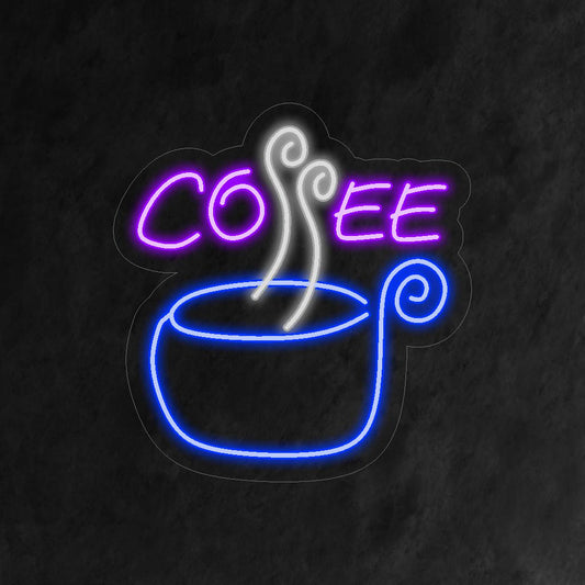 "Coffee Neon Sign" – A warm and inviting neon light displaying the word "Coffee," infusing your cafe or kitchen with a rich and aromatic ambiance.