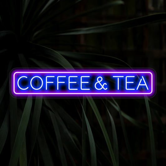 "Coffee and Tea Neon Sign" – A cozy and inviting neon light displaying the words "Coffee and Tea," infusing your cafe or kitchen with a warm and welcoming ambiance.
