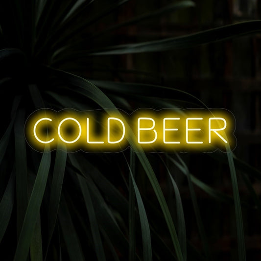 "Cold Beer Neon Sign" – A vibrant and refreshing neon light displaying the words "Cold Beer," infusing your bar or entertainment area with a cool and enticing ambiance.