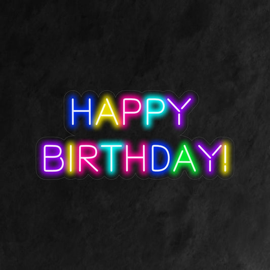 "Colourful Happy Birthday Neon Sign" is a vibrant and lively addition to your celebration-themed interior. A neon light that radiates joy and excitement for birthdays.
