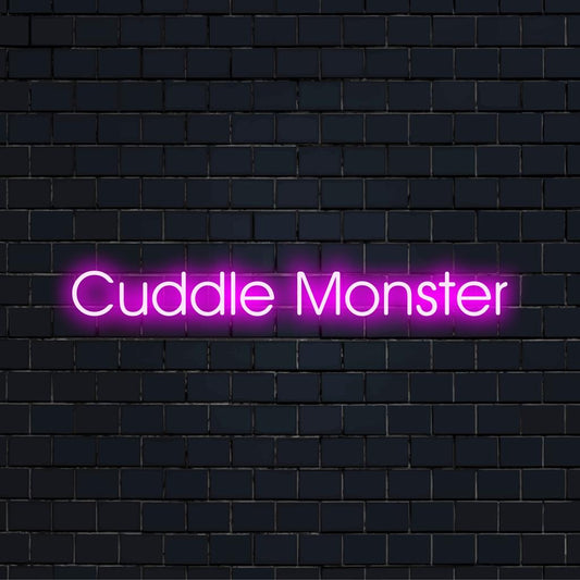 Vibrant Cuddle Monster LED neon sign, perfect for adding playful charm and modern neon light decor to any space.