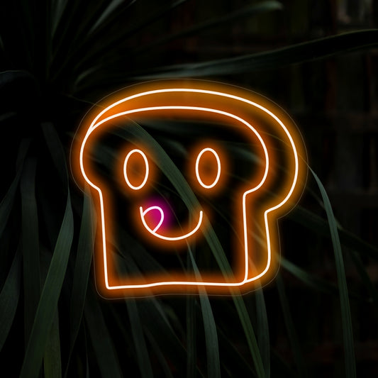 "Cute Toast Bread Neon Sign" – A delightful and quirky neon light infusing your space with charm and whimsical warmth.