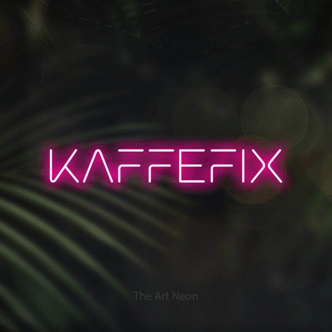 LED neon sign reading “KAFFEFIX”, arranged in a single line.