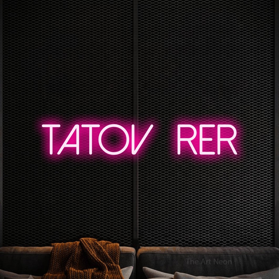 LED neon sign reading “Tatovører”, arranged in a single line.