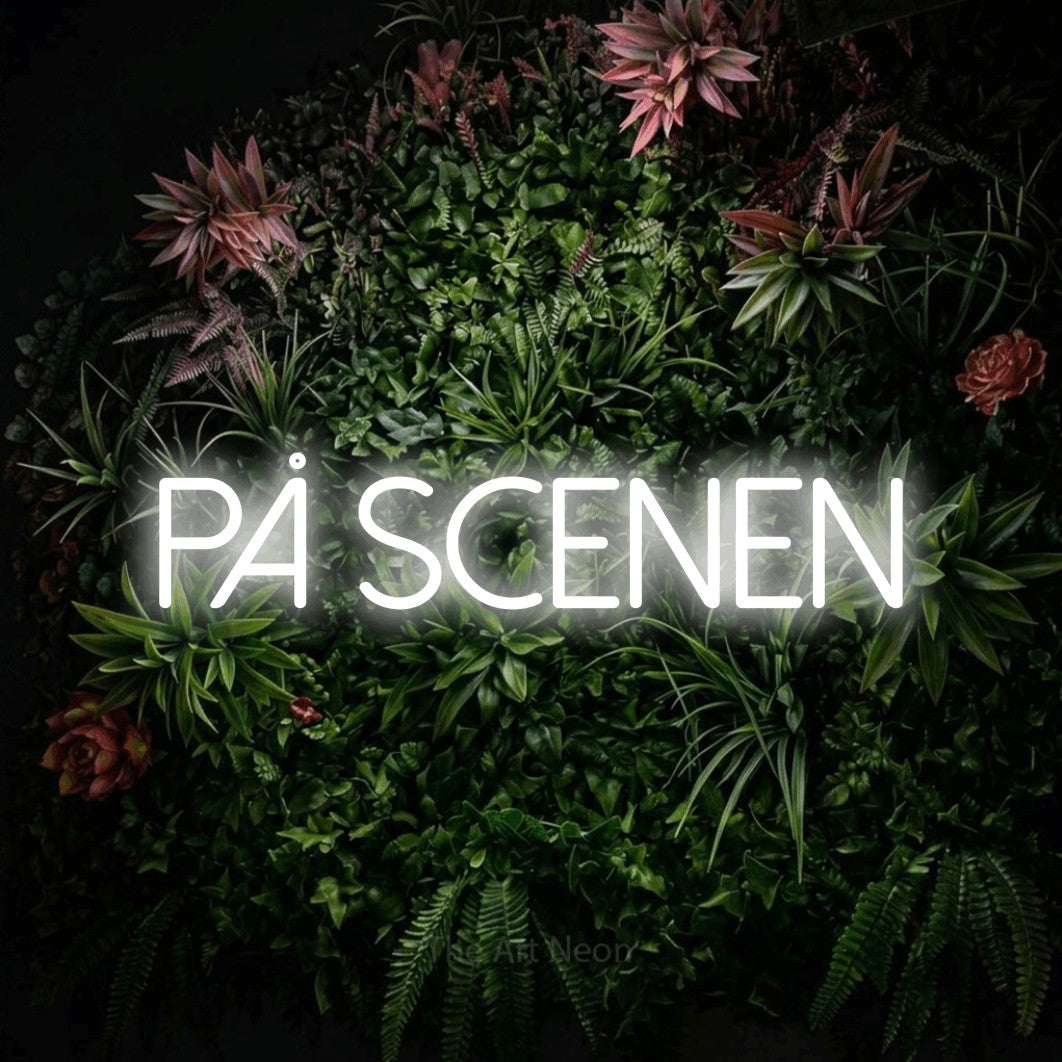 LED neon sign reading “På Scenen”, arranged in a single line.