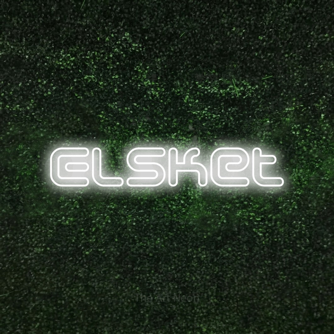 LED neon sign reading “Elsket”, arranged in a single line.