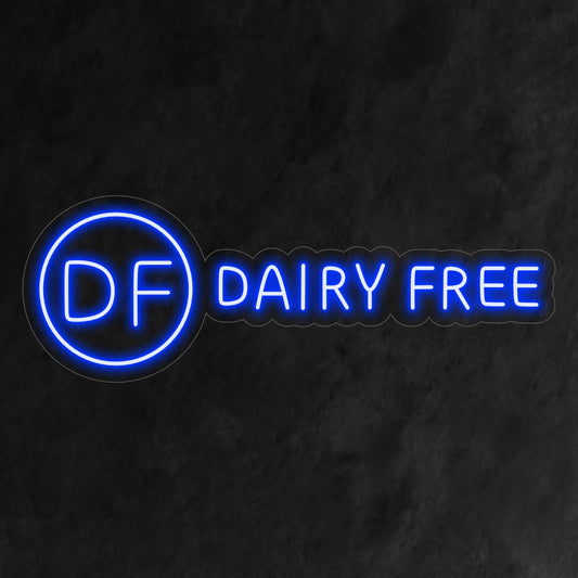 "Dairy-Free Neon Sign" shines with a neon glow, creating a modern and health-conscious vibe, perfect for establishments promoting dairy-free options.
