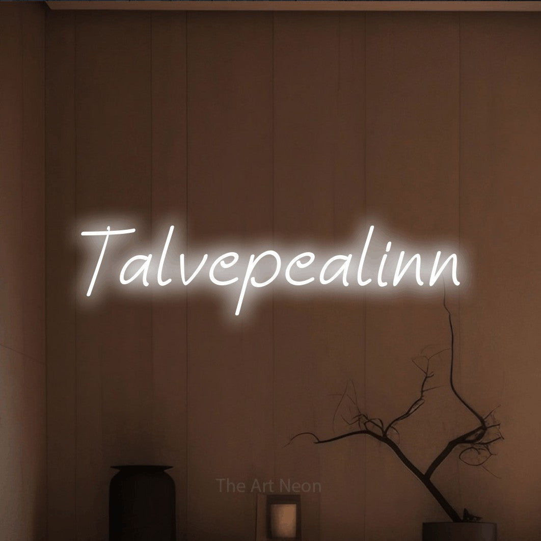 LED neon sign reading “Talvepealinn”, arranged in a single line.