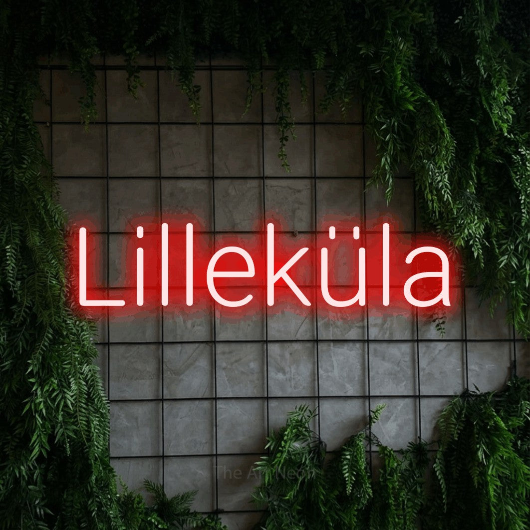 LED neon sign reading “Lilleküla”, arranged in a single line.