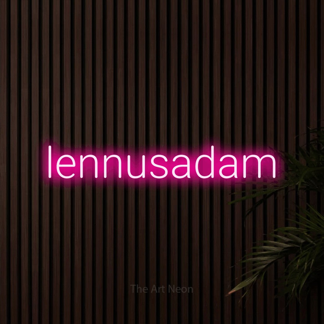 LED neon sign reading “lennusadam”, arranged in a single line.