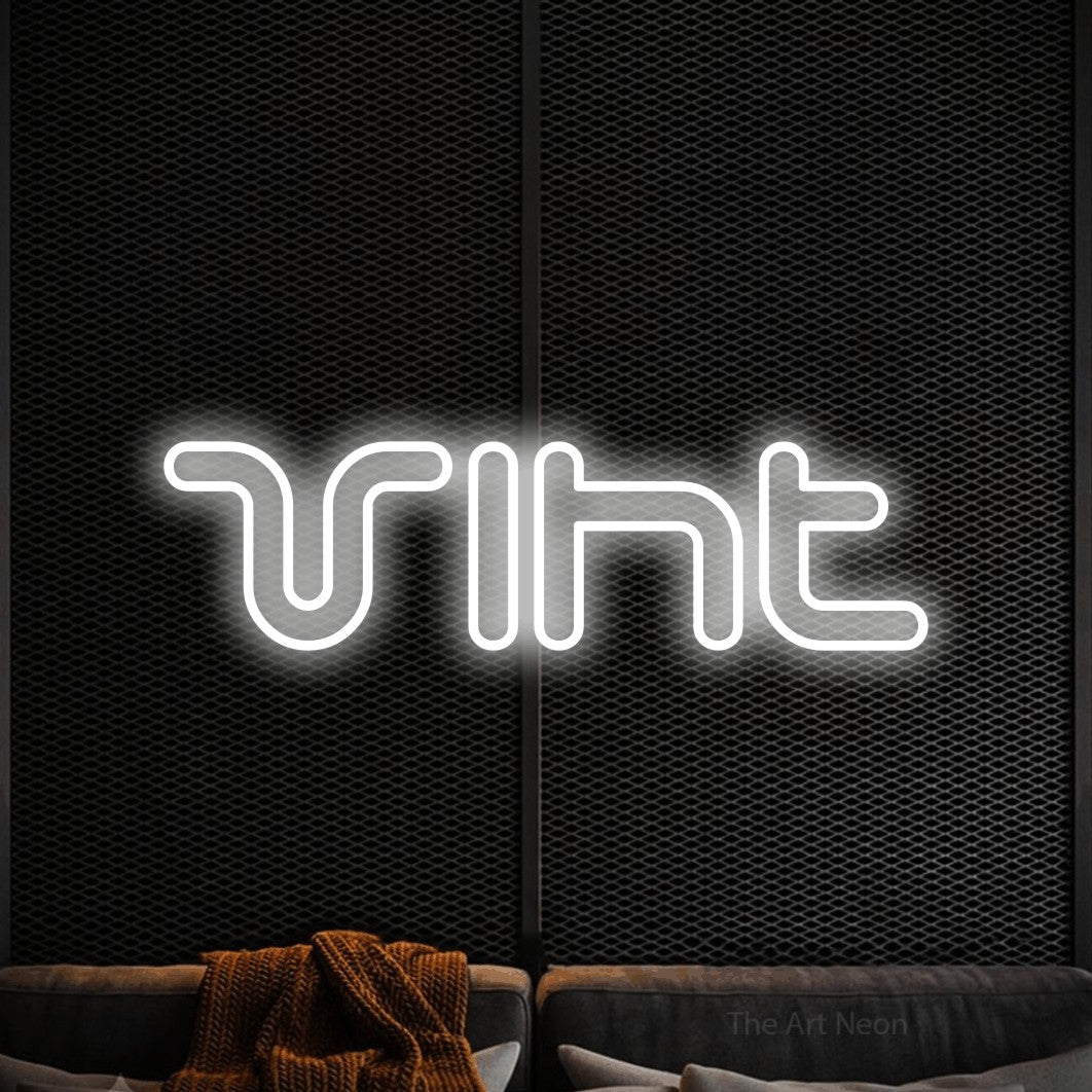 LED neon sign reading “Viht”, arranged in a single line.