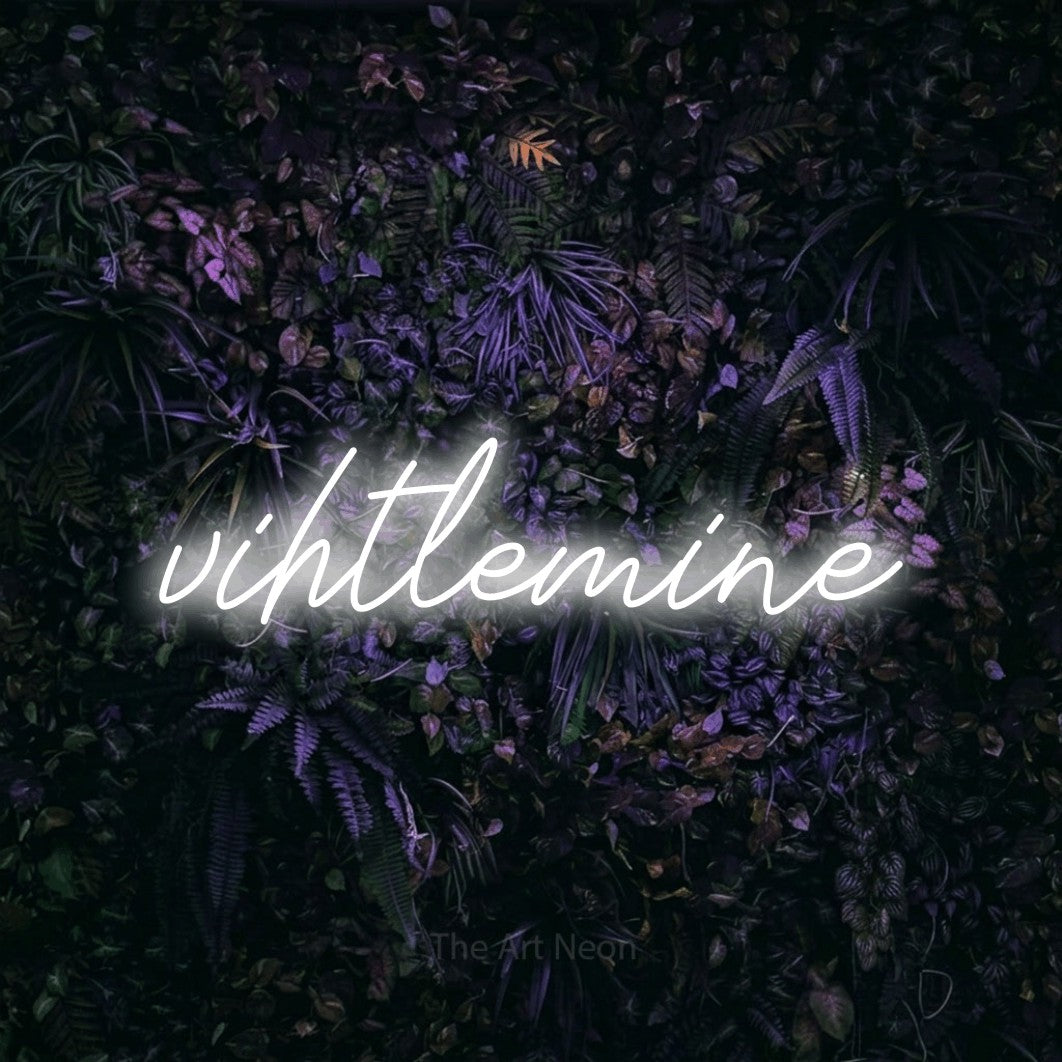 LED neon sign reading “vihtlemine”, arranged in a single line.