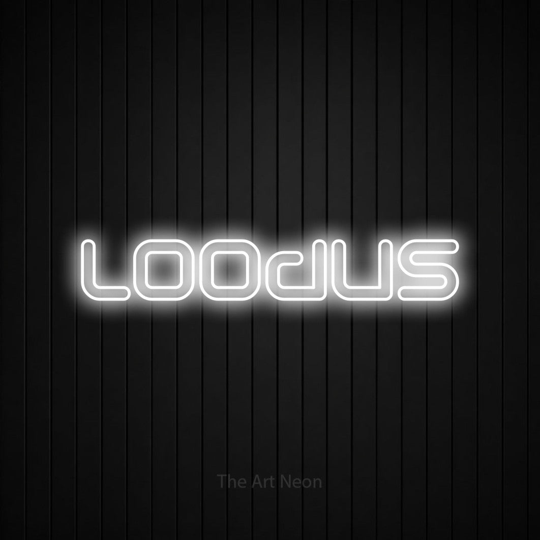 LED neon sign reading “Loodus”, arranged in a single line.