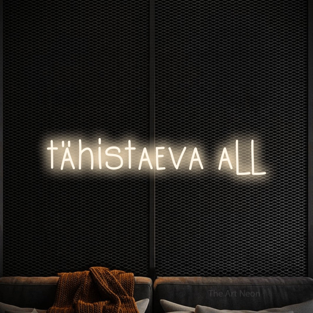 LED neon sign reading “tähistaeva all”, arranged in a single line.