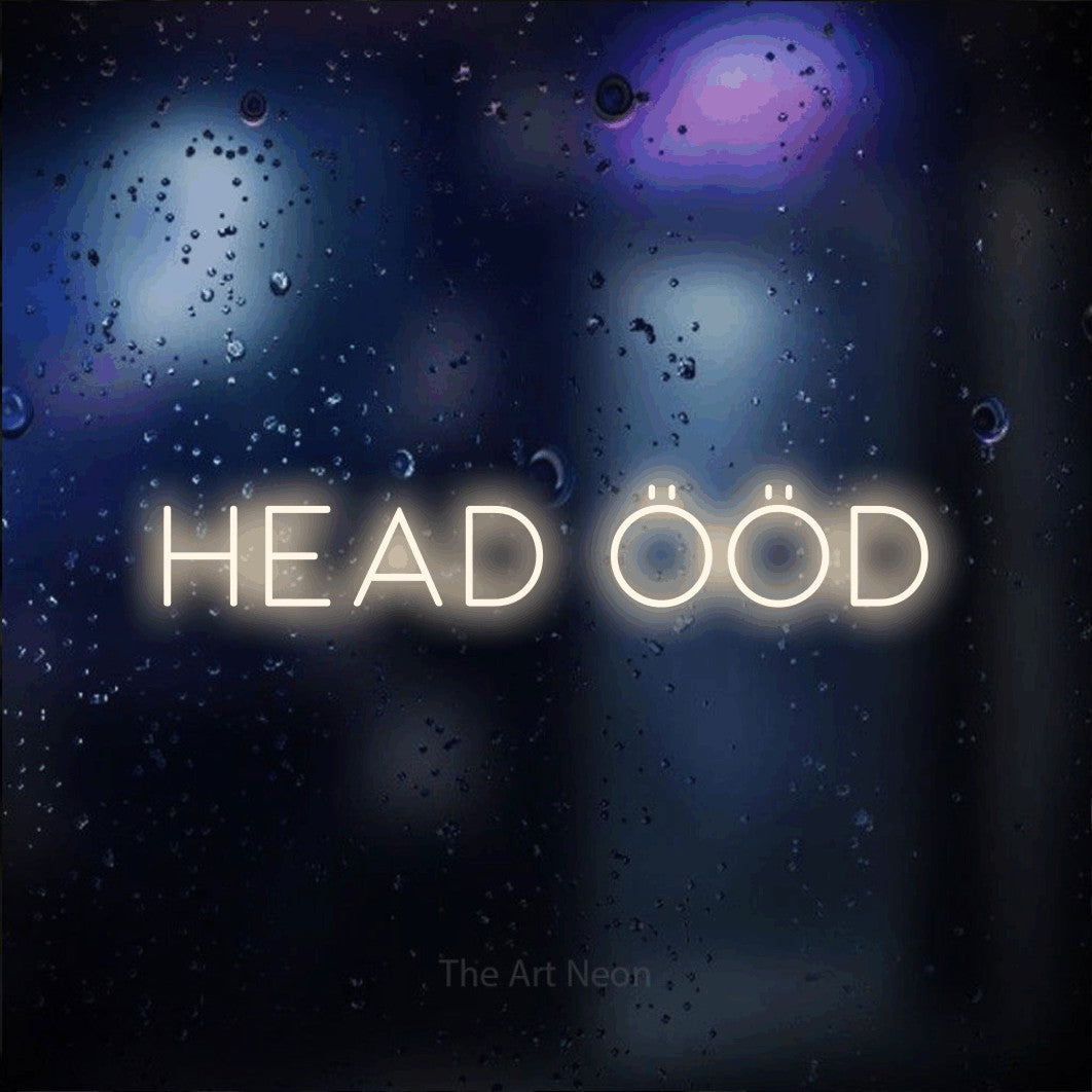 LED neon sign reading “Head Ööd”, arranged in a single line.